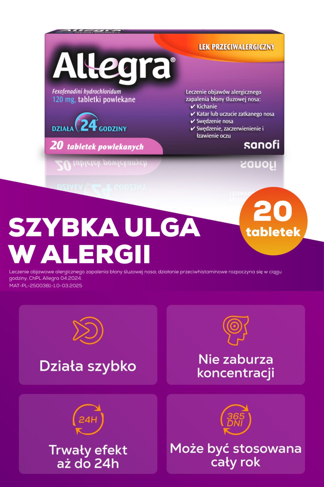 Allegra 20 tab, szybka ulga w alergii
